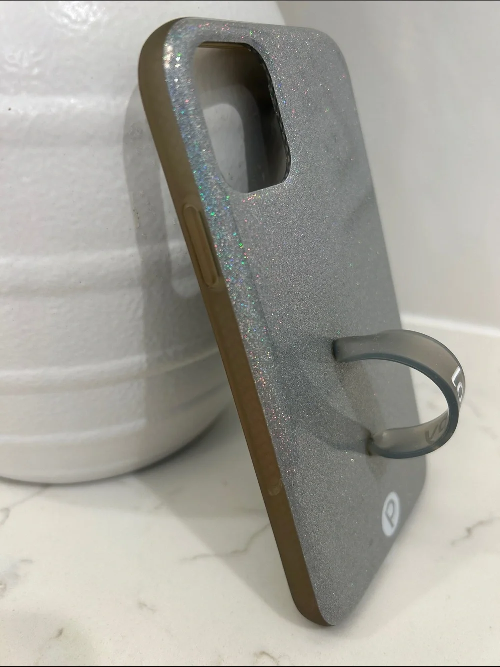 Loopy Case Holographic Silver Glitter Phone Case with Built-In Loop